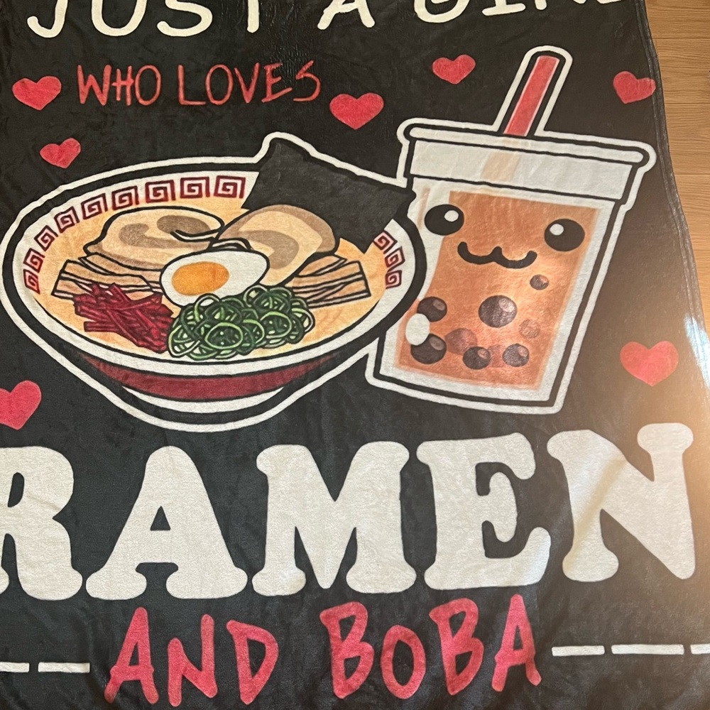 ( 0455) Black Ramen and Boba Graphic Blanket - Picture 1 of 12